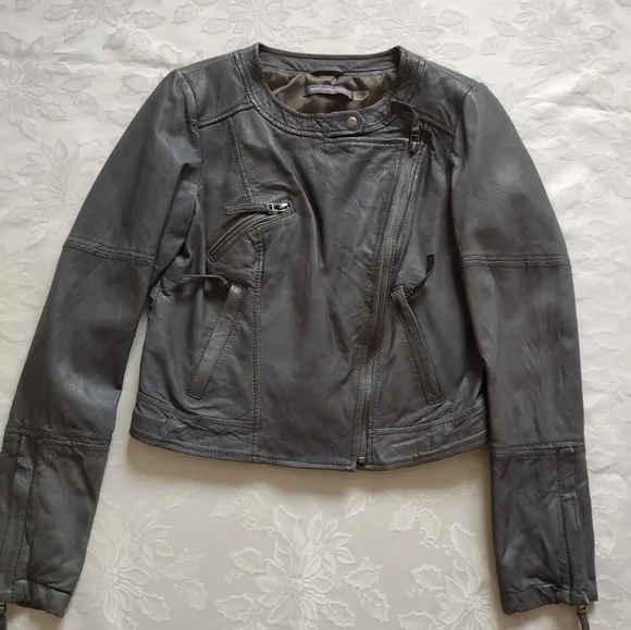 Boden limited edition leather biker Moto cropped asymmetric jacket